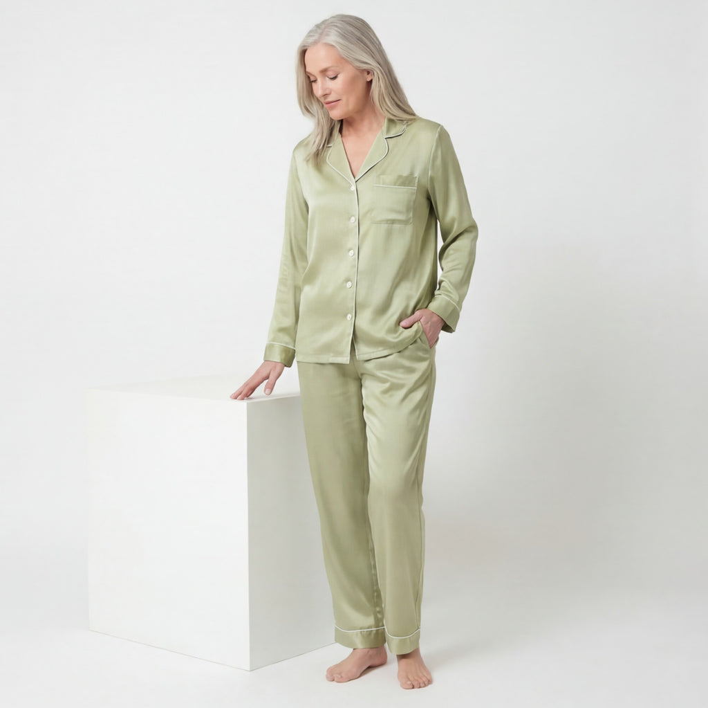 Pistachio - 100% Mulberry Silk Pajama Set