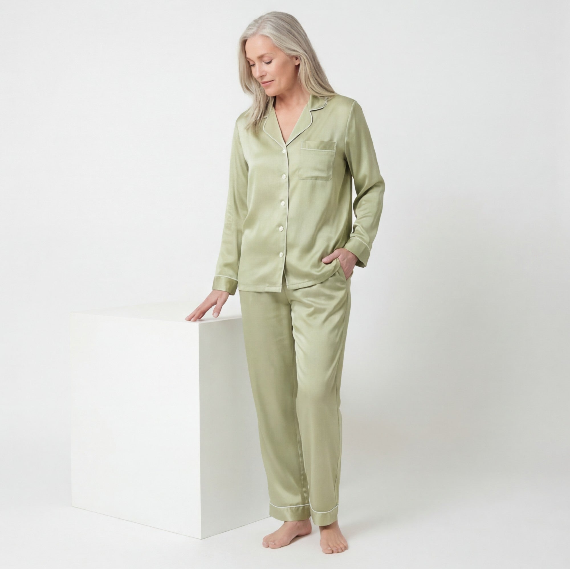 Pistachio - 100% Mulberry Silk Pajama Set