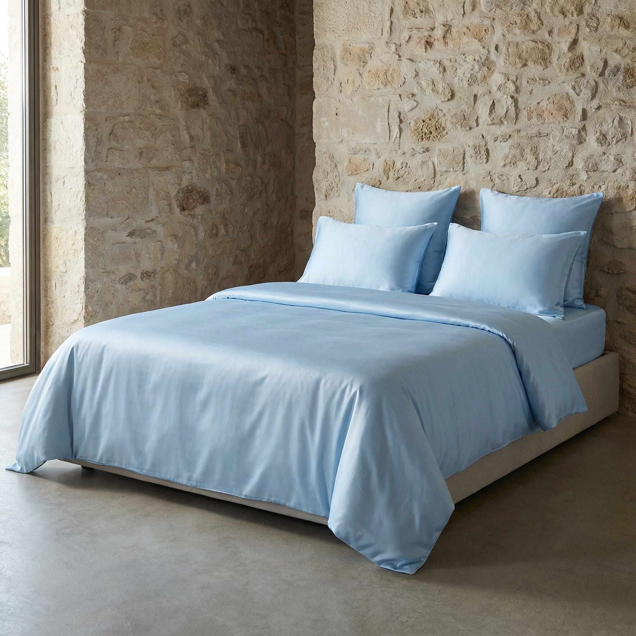 Baby Blue - 100% Mulberry Silk Fitted Sheet