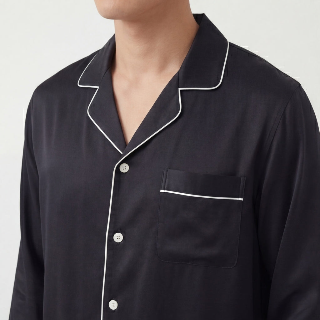 Black - 100% Mulberry Silk Pajama Set