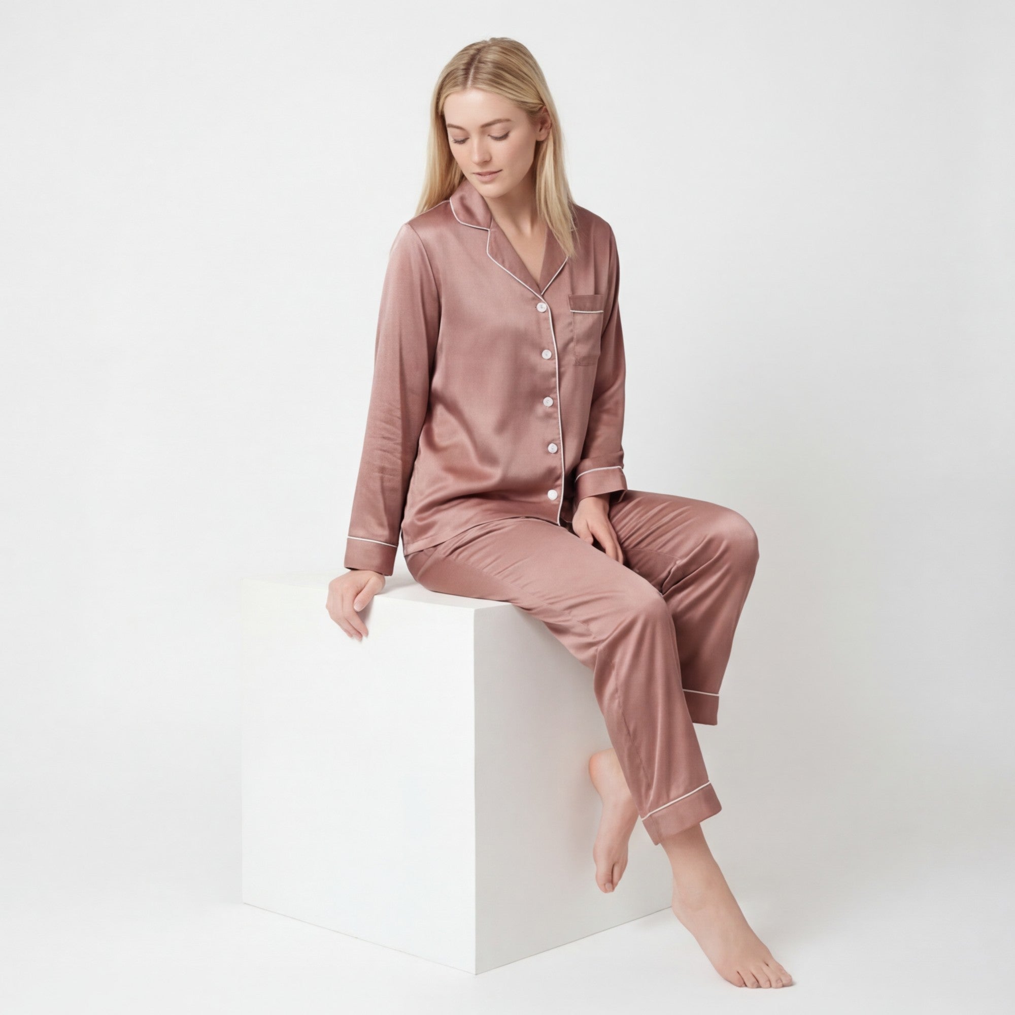 Ash Rose - 100% Mulberry Silk Pajama Set