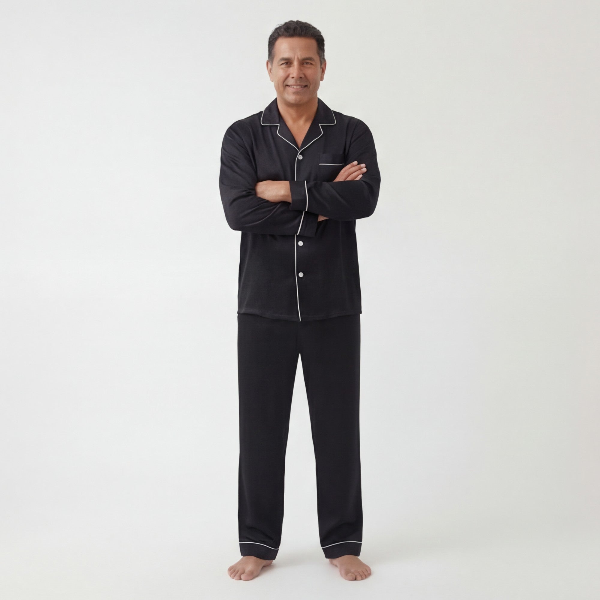 Black - 100% Mulberry Silk Pajama Set
