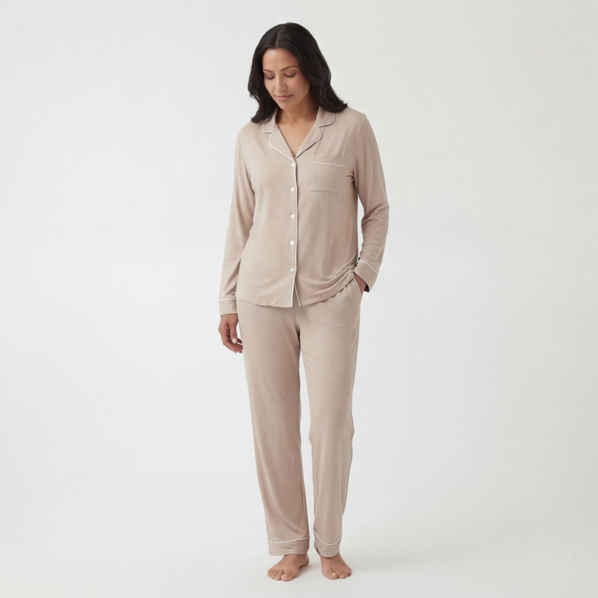 Soft Sand - 100% Mulberry Silk Pajama Set