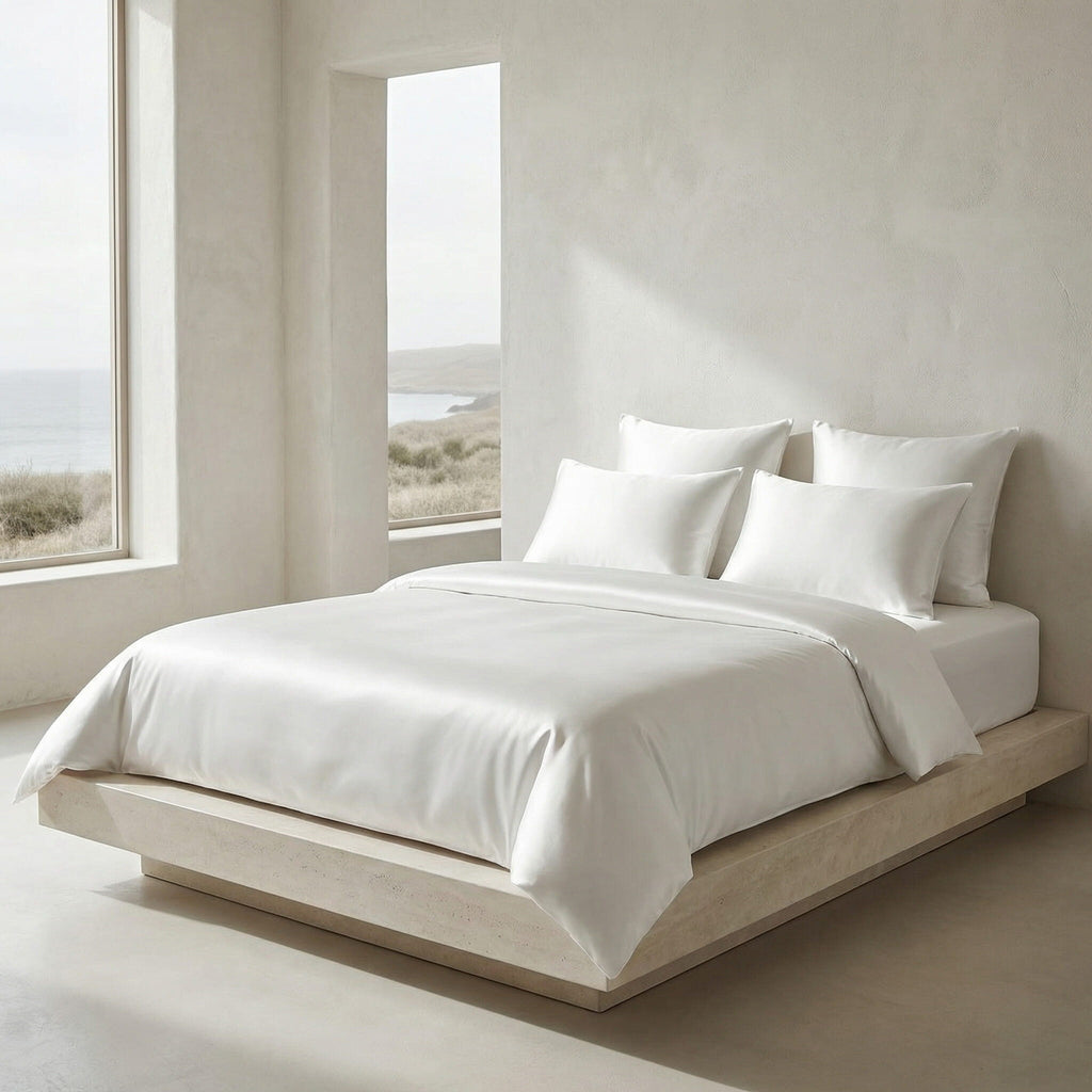 White - 100% Mulberry Silk Duvet Cover
