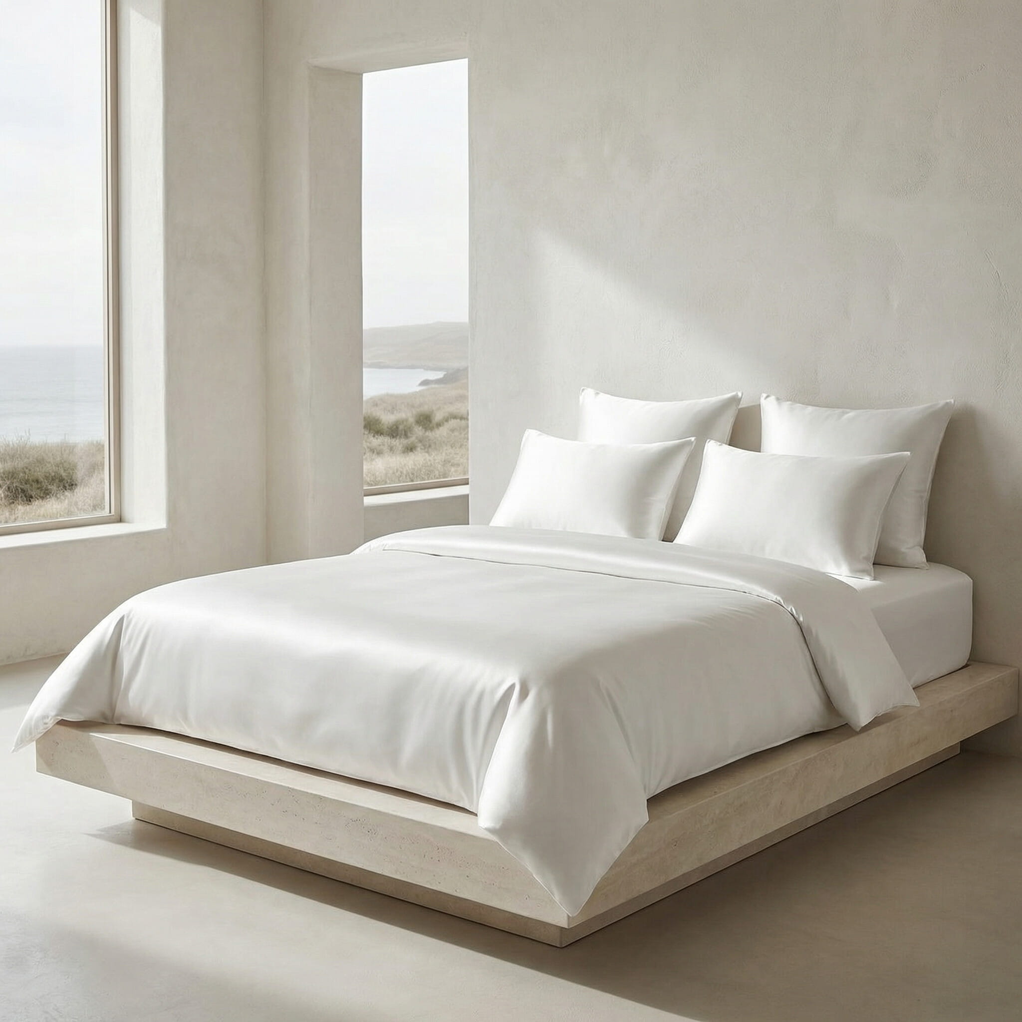 White - 100% Mulberry Silk Duvet Cover