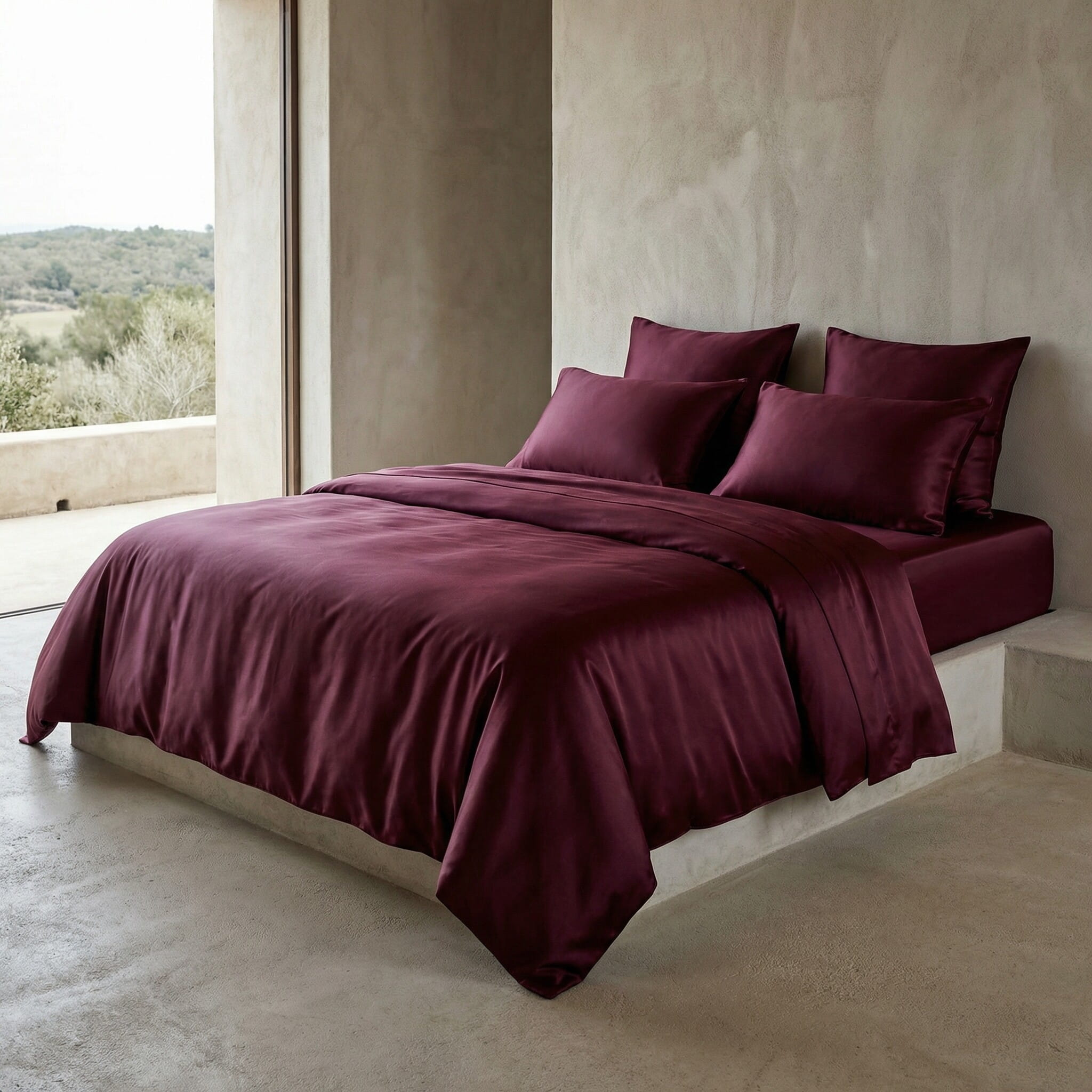 Deep Wine - 100% Mulberry Silk Duvet Cover