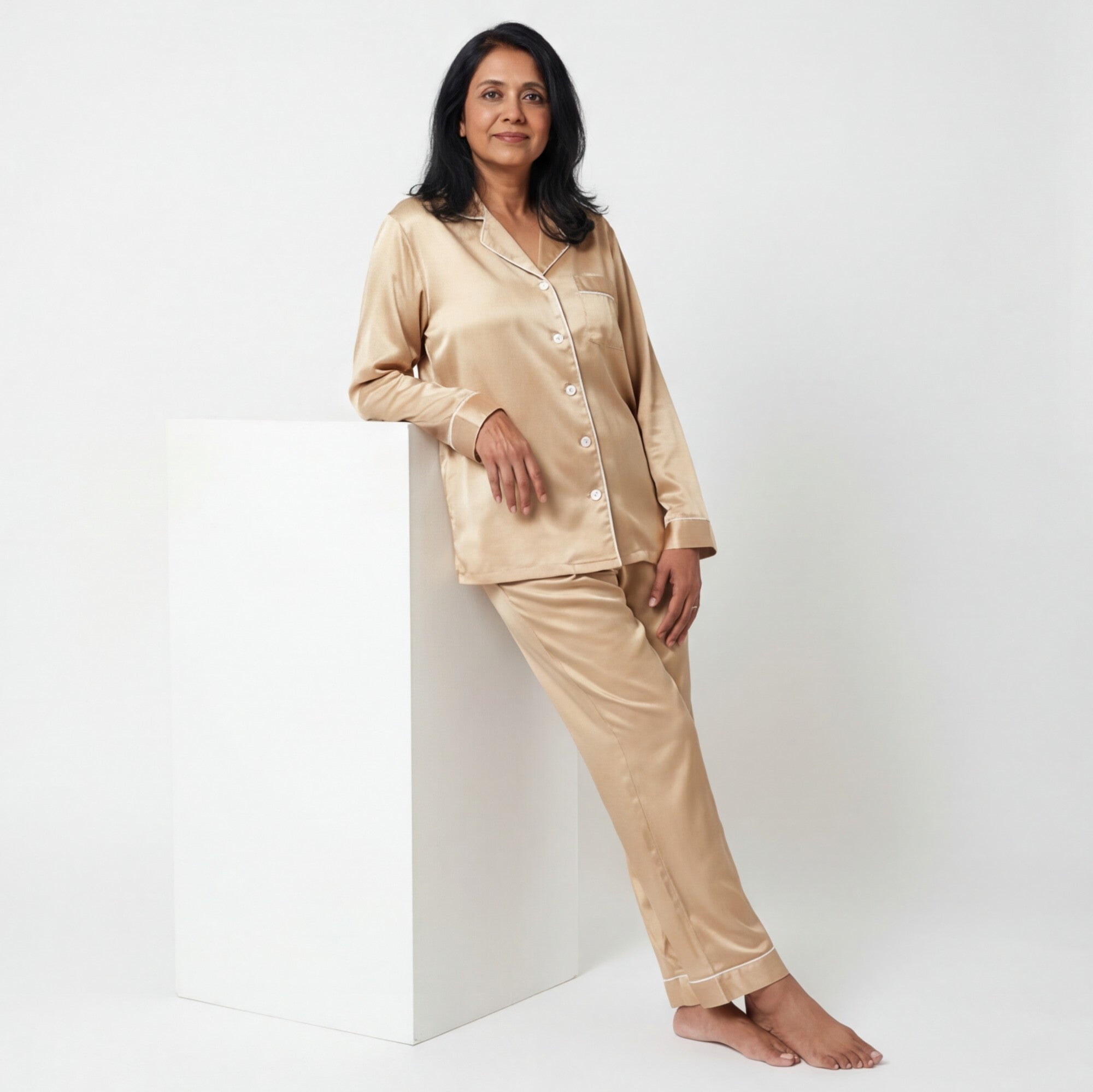 Champagne Gold - 100% Mulberry Silk Pajama Set
