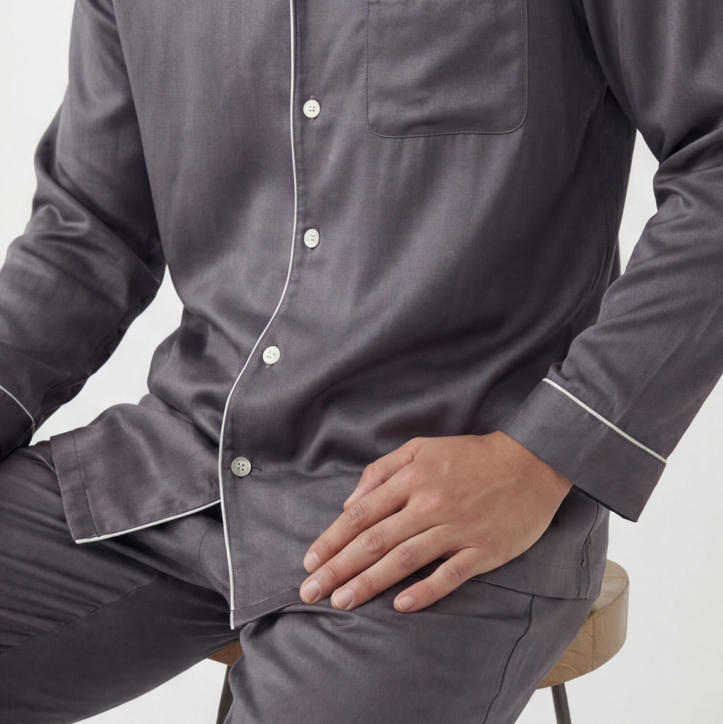 Charcoal Smoke - 100% Mulberry Silk Pajama Set