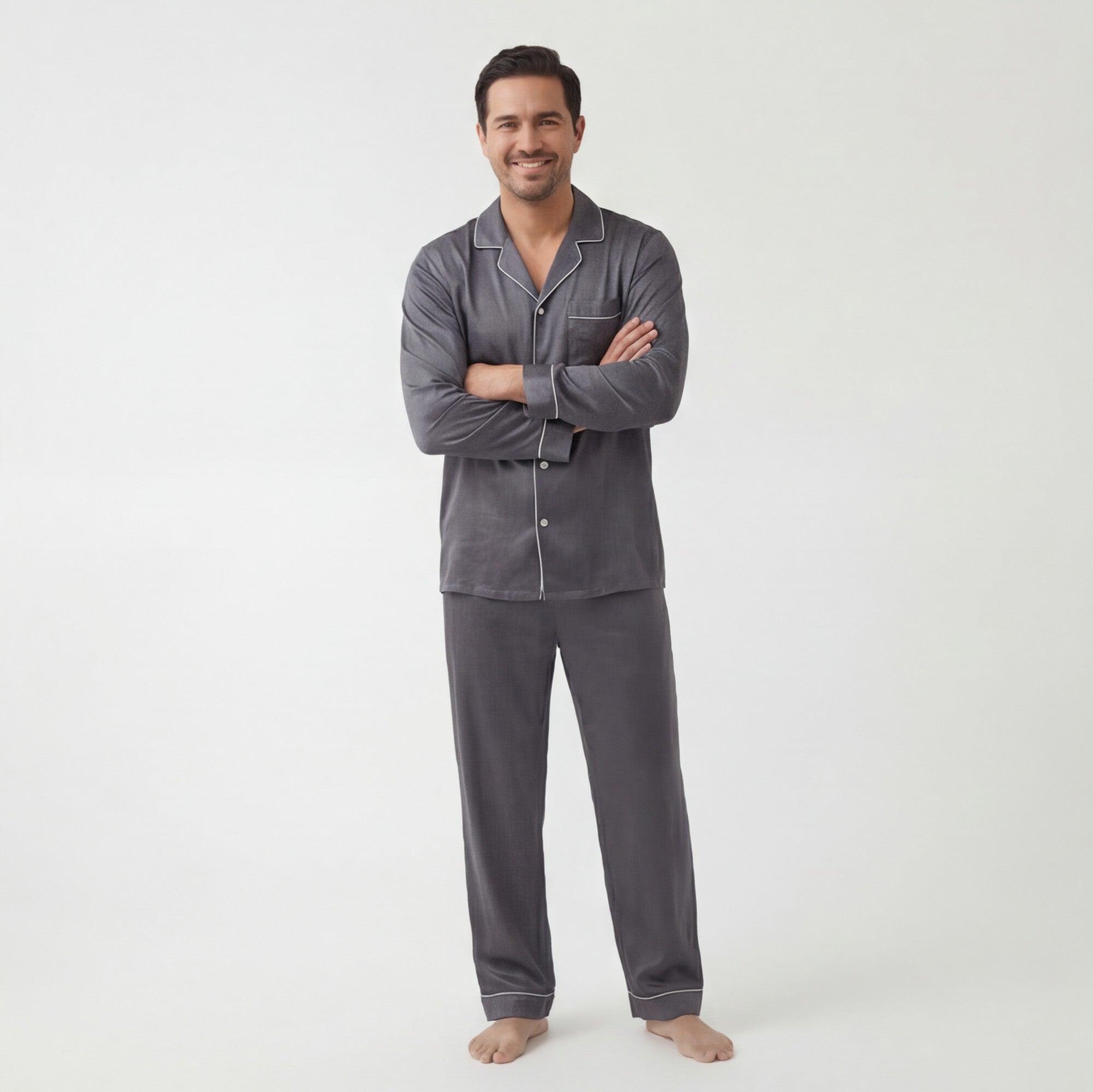 Charcoal Smoke - 100% Mulberry Silk Pajama Set