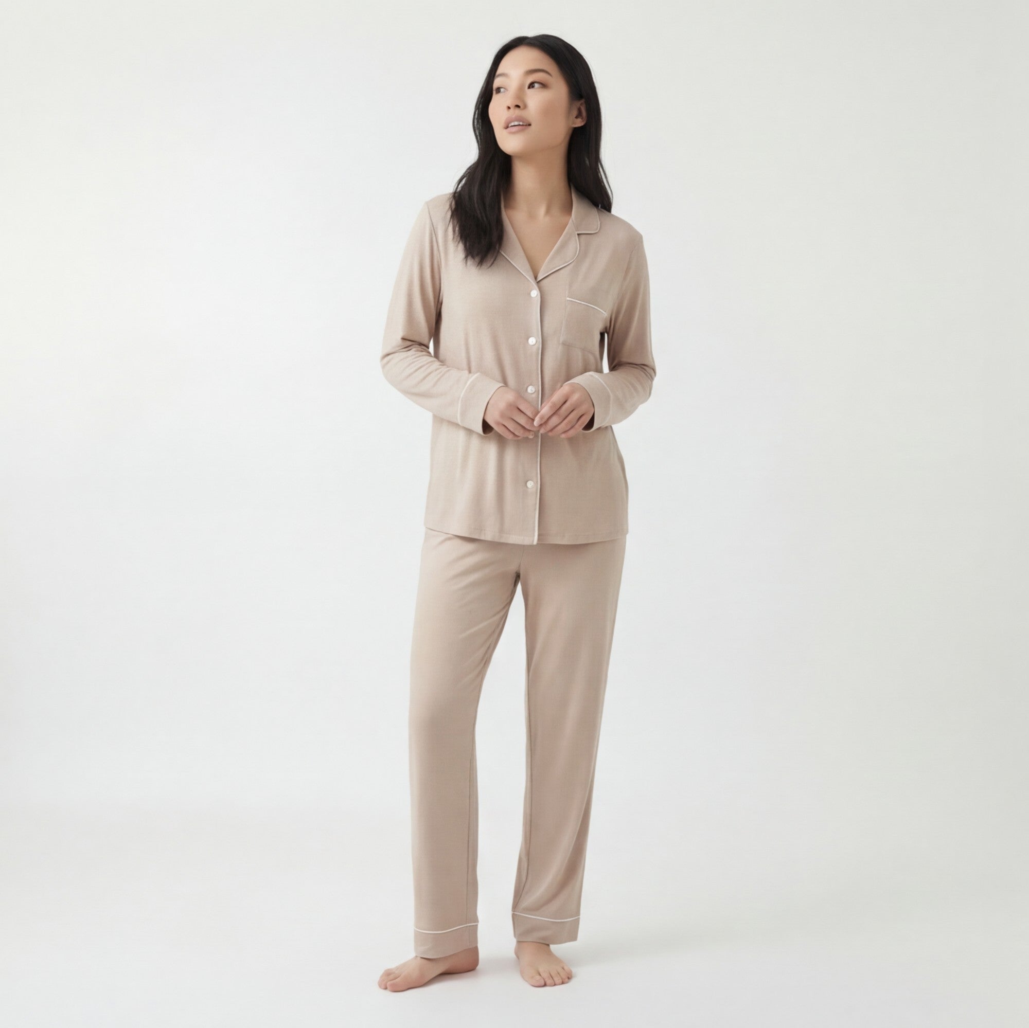 Soft Sand - 100% Mulberry Silk Pajama Set