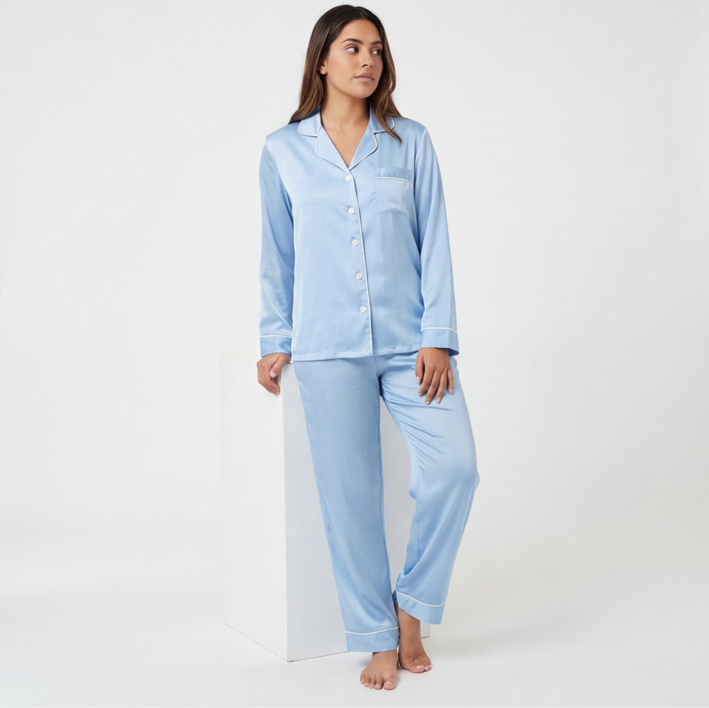Baby Blue - 100% Mulberry Silk Pajama Set