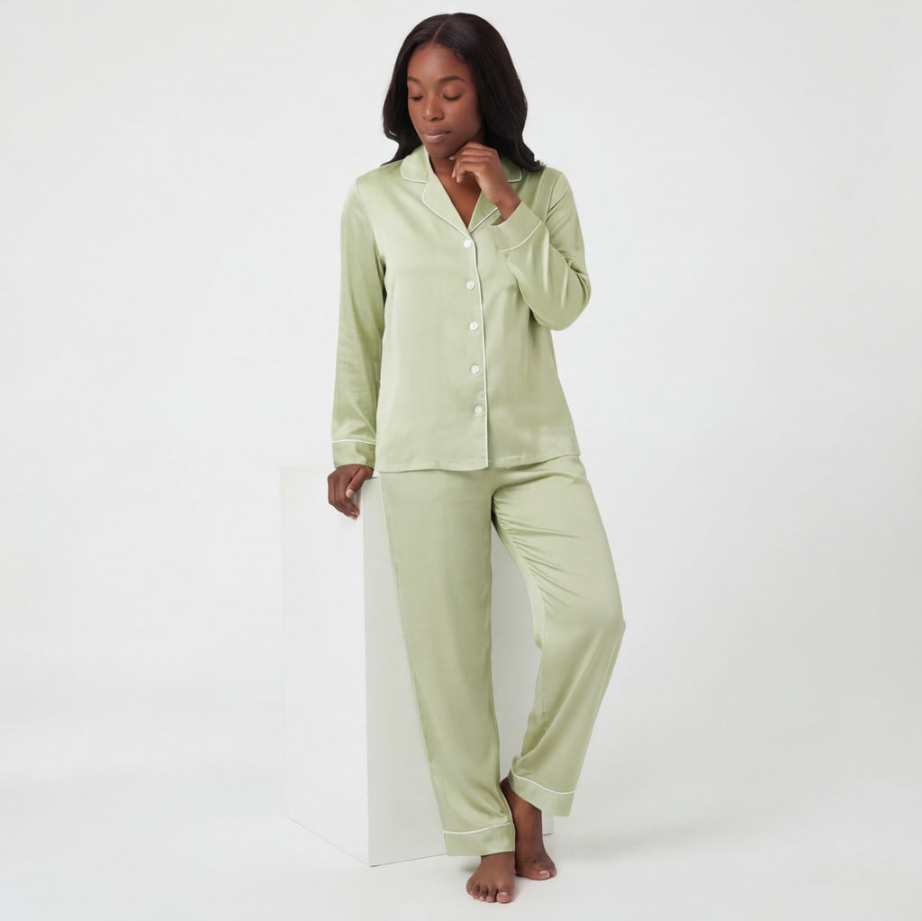 Pistachio - 100% Mulberry Silk Pajama Set