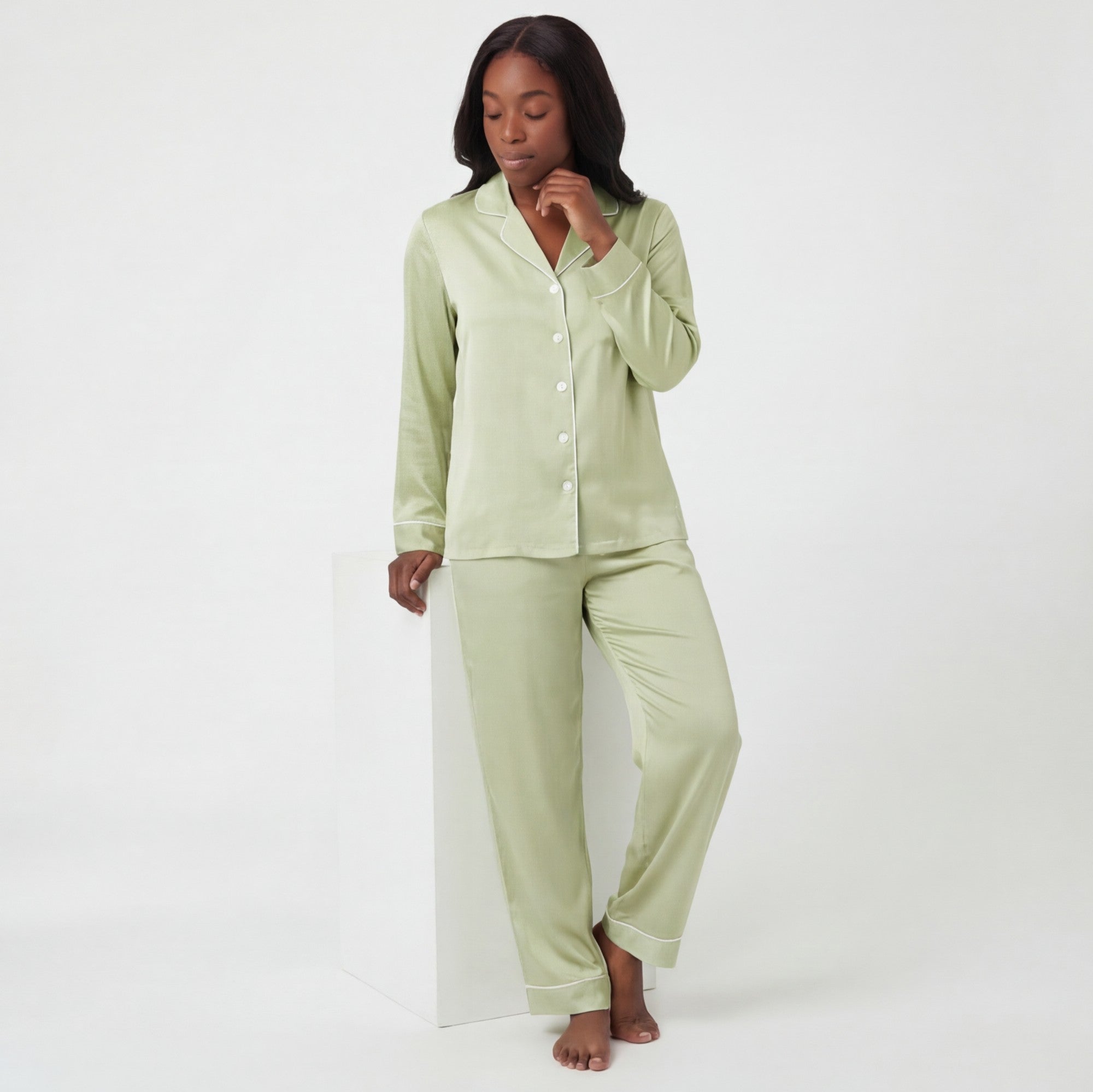 Pistachio - 100% Mulberry Silk Pajama Set