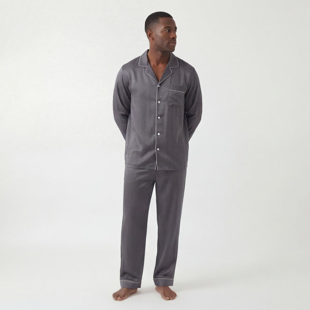 Charcoal Smoke - 100% Mulberry Silk Pajama Set