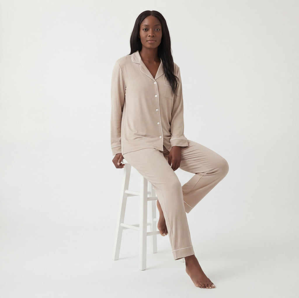 Soft Sand - 100% Mulberry Silk Pajama Set