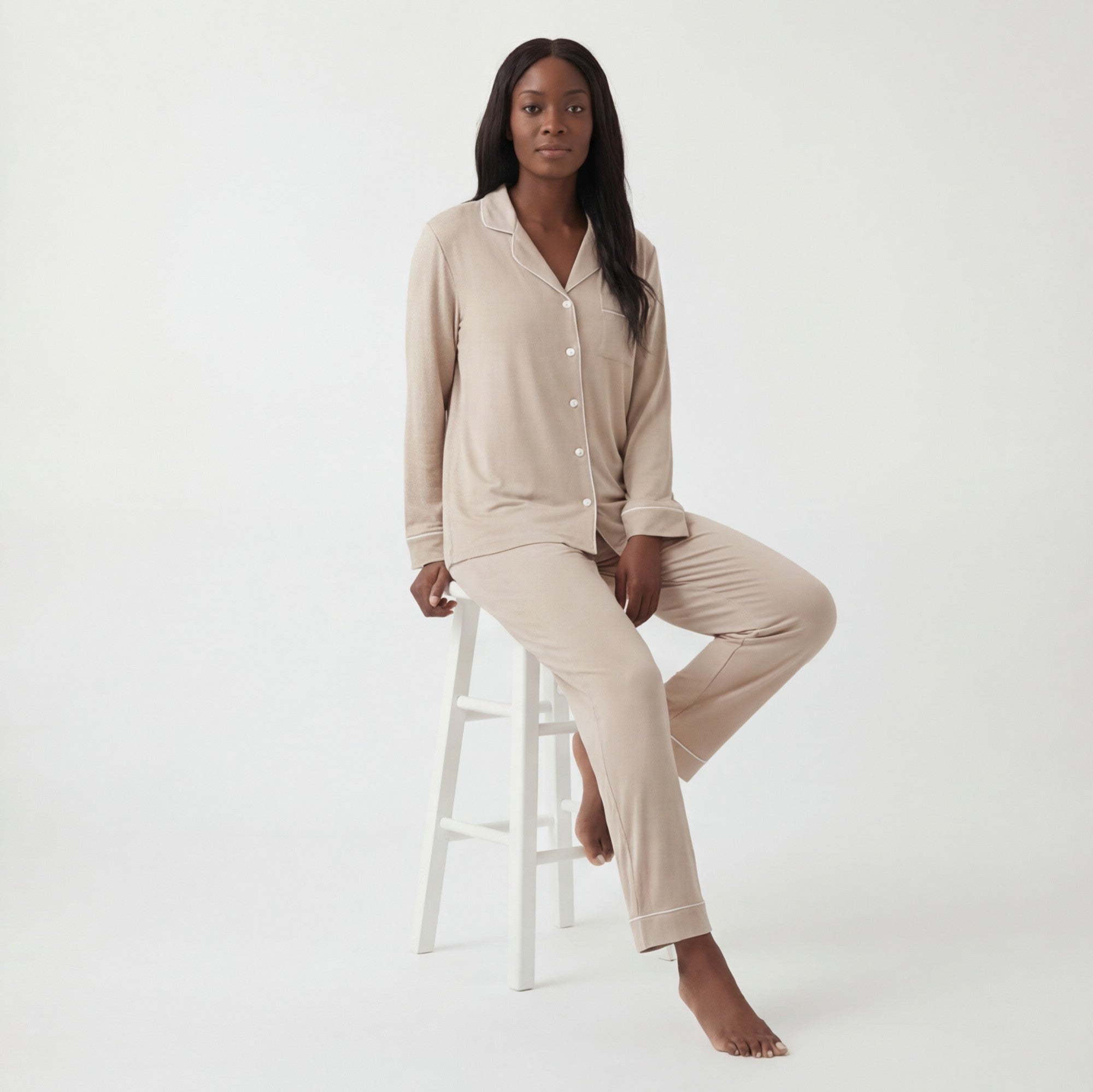 Soft Sand - 100% Mulberry Silk Pajama Set