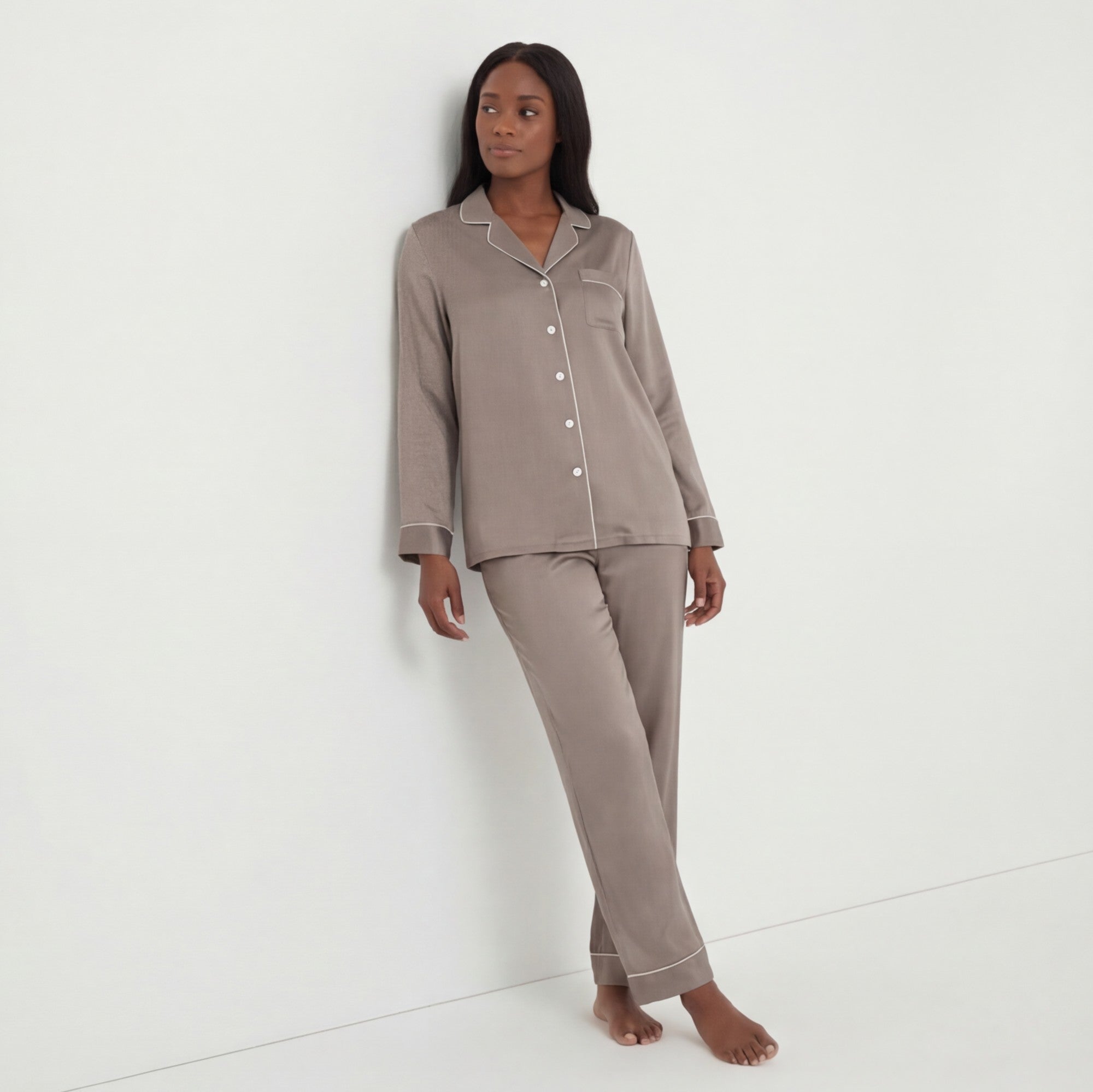 Warm Greige - 100% Mulberry Silk Pajama Set