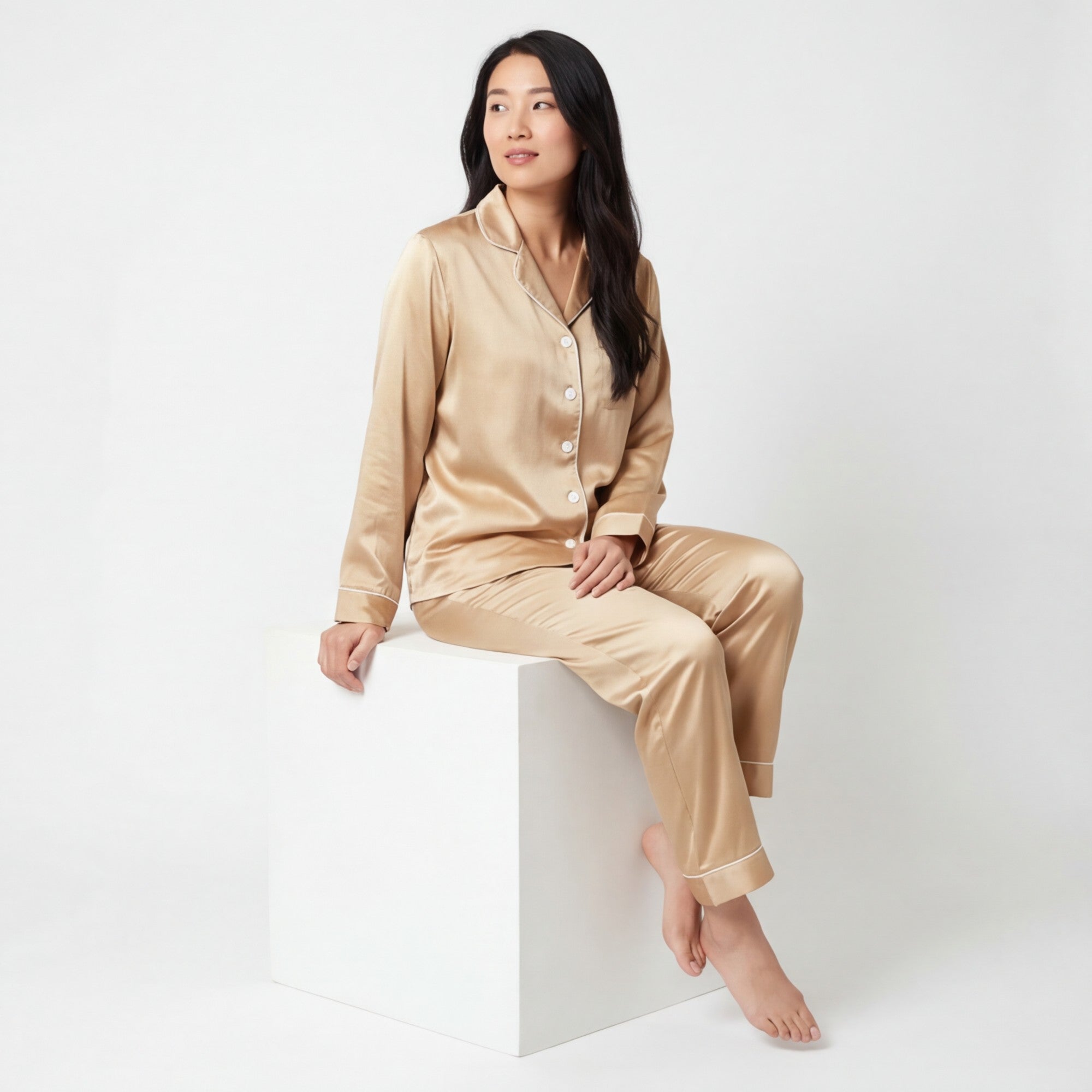 Champagne Gold - 100% Mulberry Silk Pajama Set
